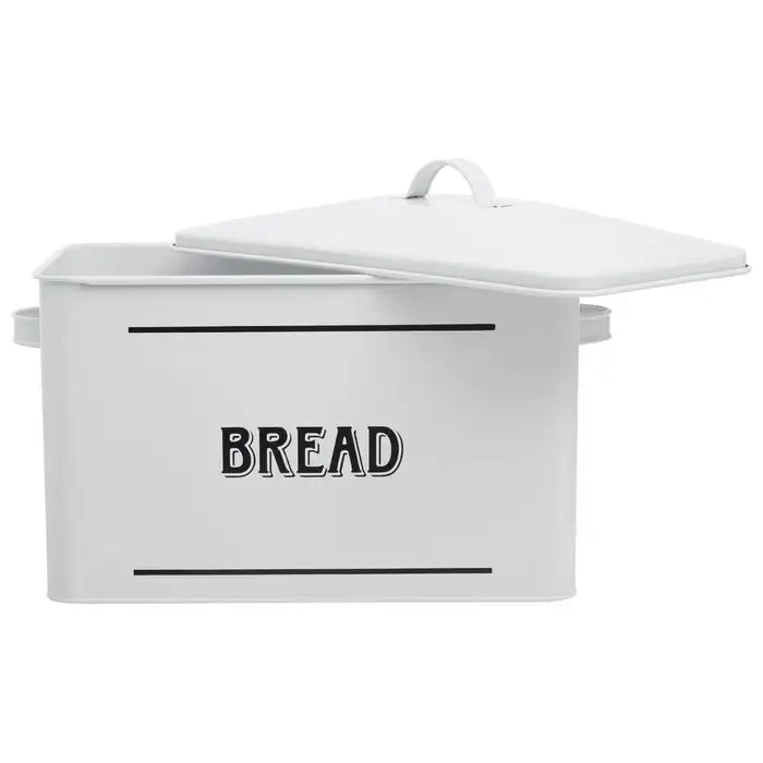 Grocer White Metal Bread Bin