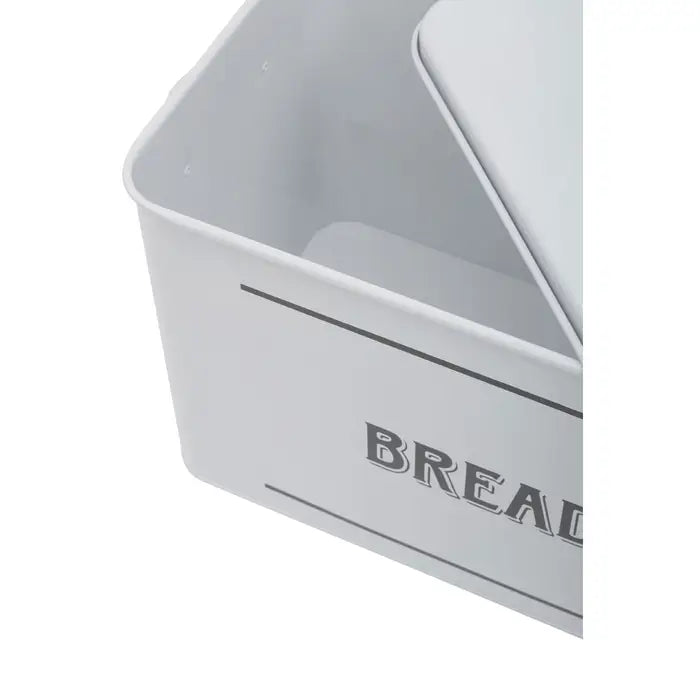 Grocer White Metal Bread Bin