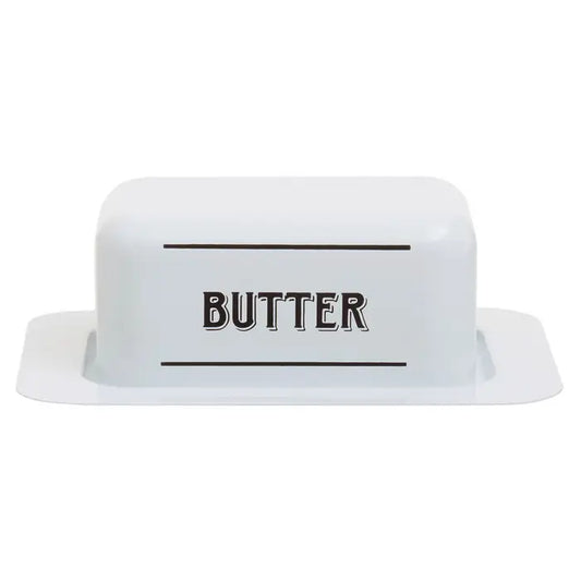 Grocer White Metal Butter Dish