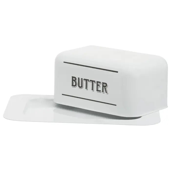 Grocer White Metal Butter Dish