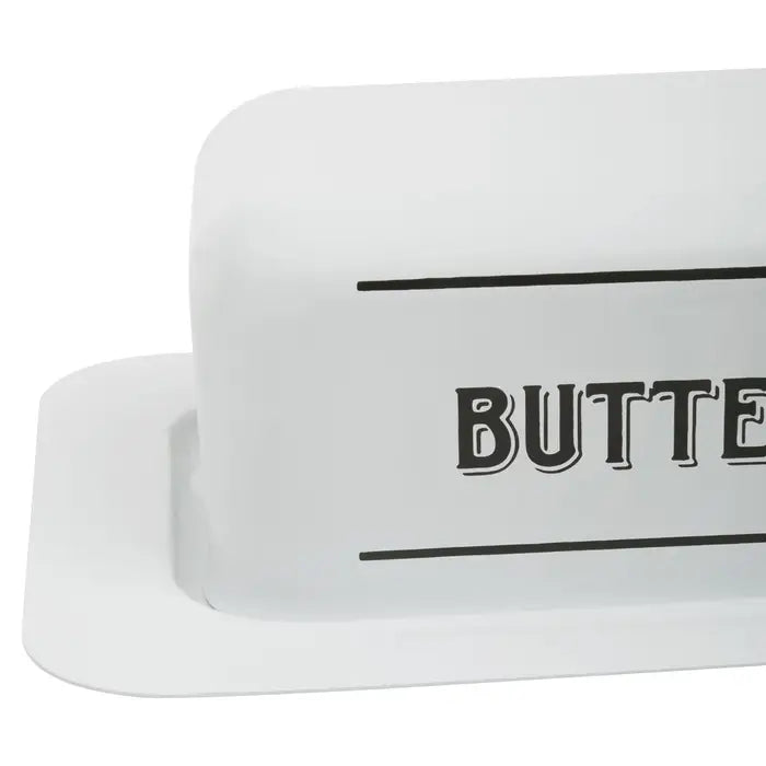 Grocer White Metal Butter Dish