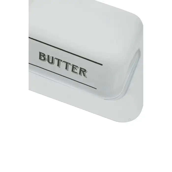 Grocer White Metal Butter Dish