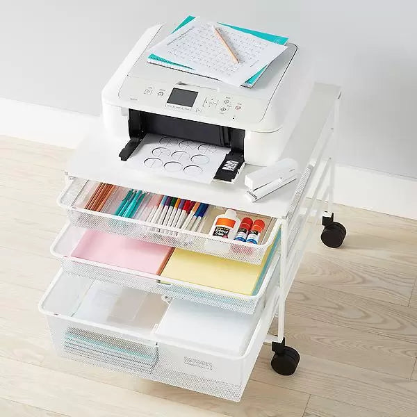 Elfa Mobile Mesh Drawers- Width 55cm Depth 54cm. Includes Casters