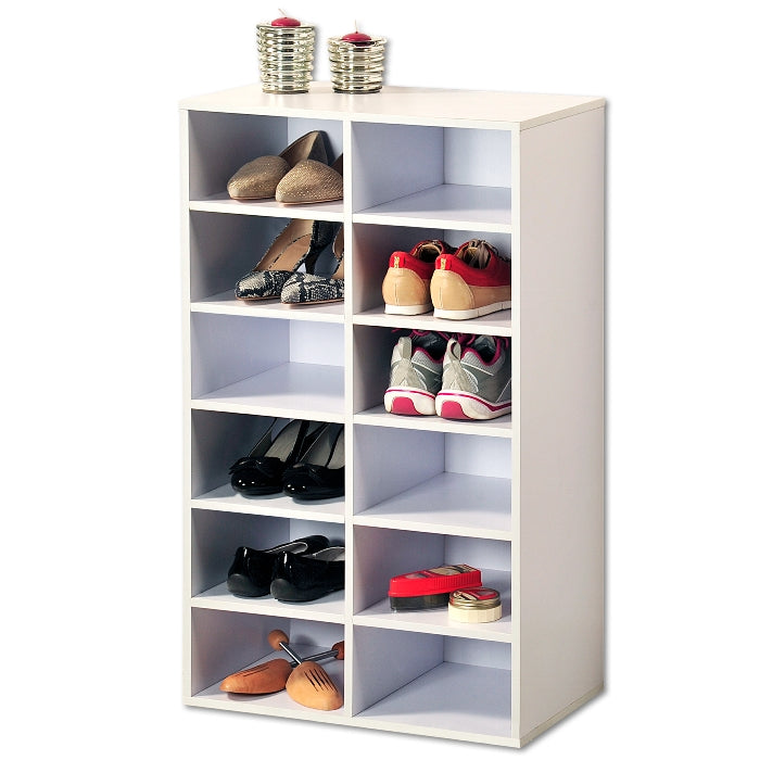 Shoe Shelving Cubbies 12 Pr White