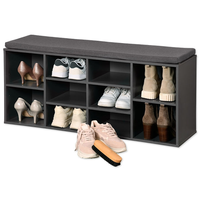 Shoe Cabinet With Seat -  Dark Grey/Dark Grey Cushion