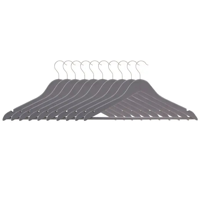 Wooden Clothes Hanger - Set Of 10 - Matt Grey