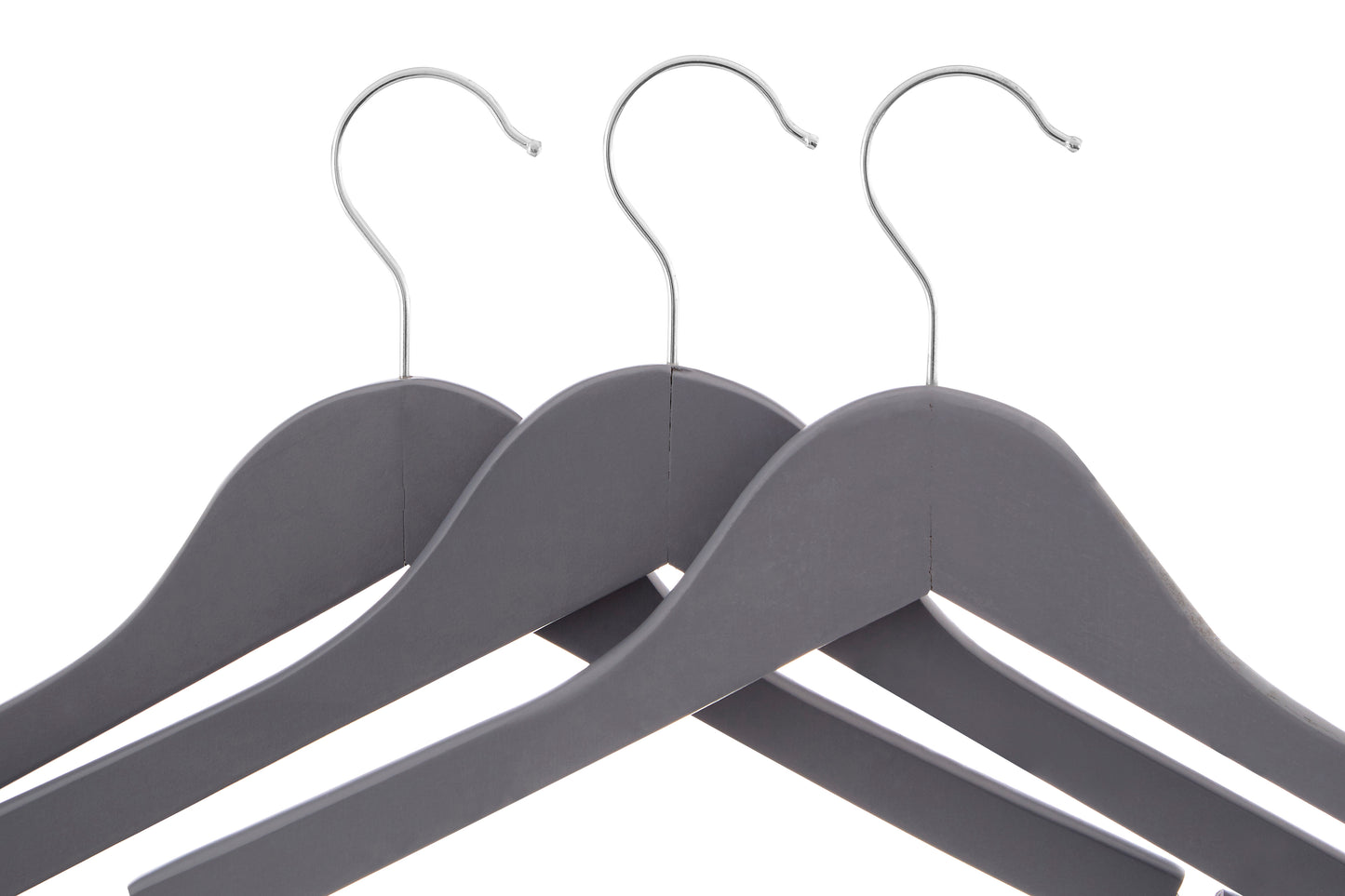 Wooden Clothes Hanger - Set Of 10 - Matt Grey