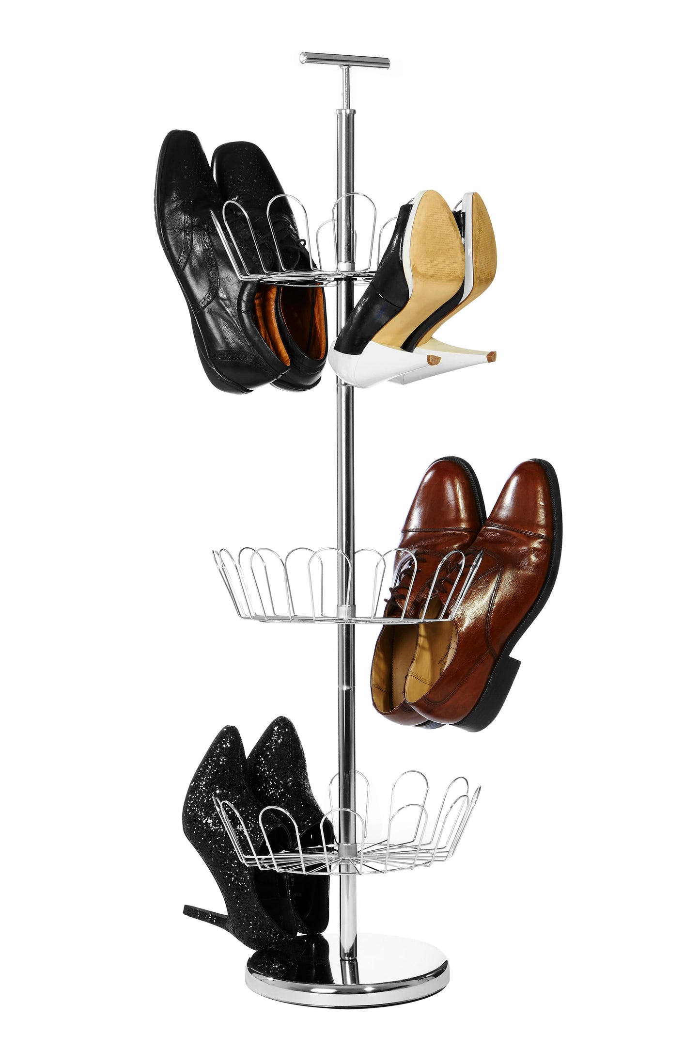 Tavia Revolving Silver Shoe Stand