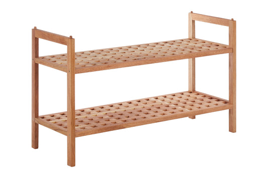 ARLA 2 Tier Grid Design Wooden Shoe Rack