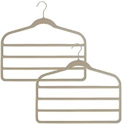 Set Of 2 Velvet Slack Racks With 4 Hanging Bars - Taupe