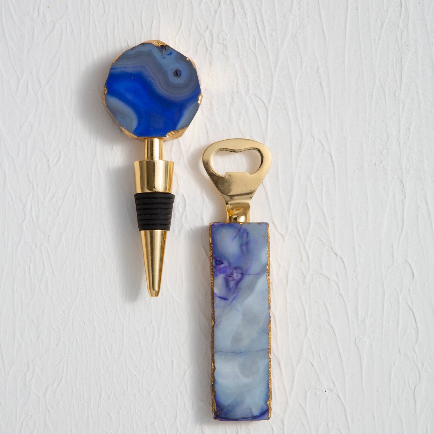 Bowerbird Agata Blue Bottle Opener And Stopper Set