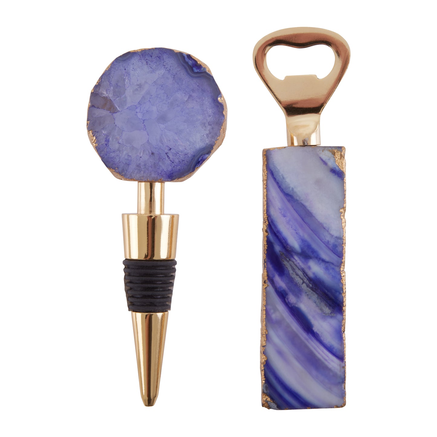 Bowerbird Agata Blue Bottle Opener And Stopper Set