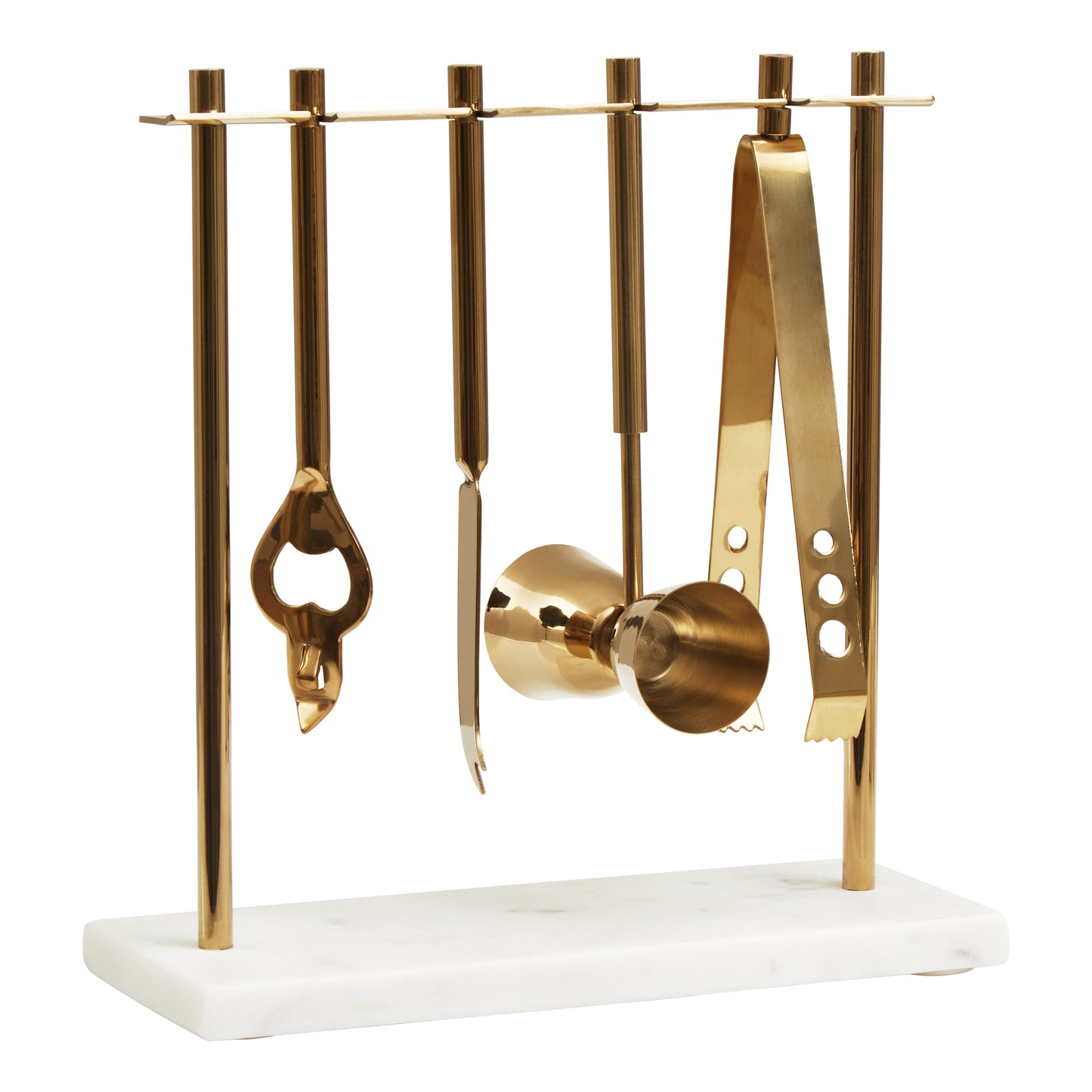 Omari Marble And Gold Finish Bar Tool Stand