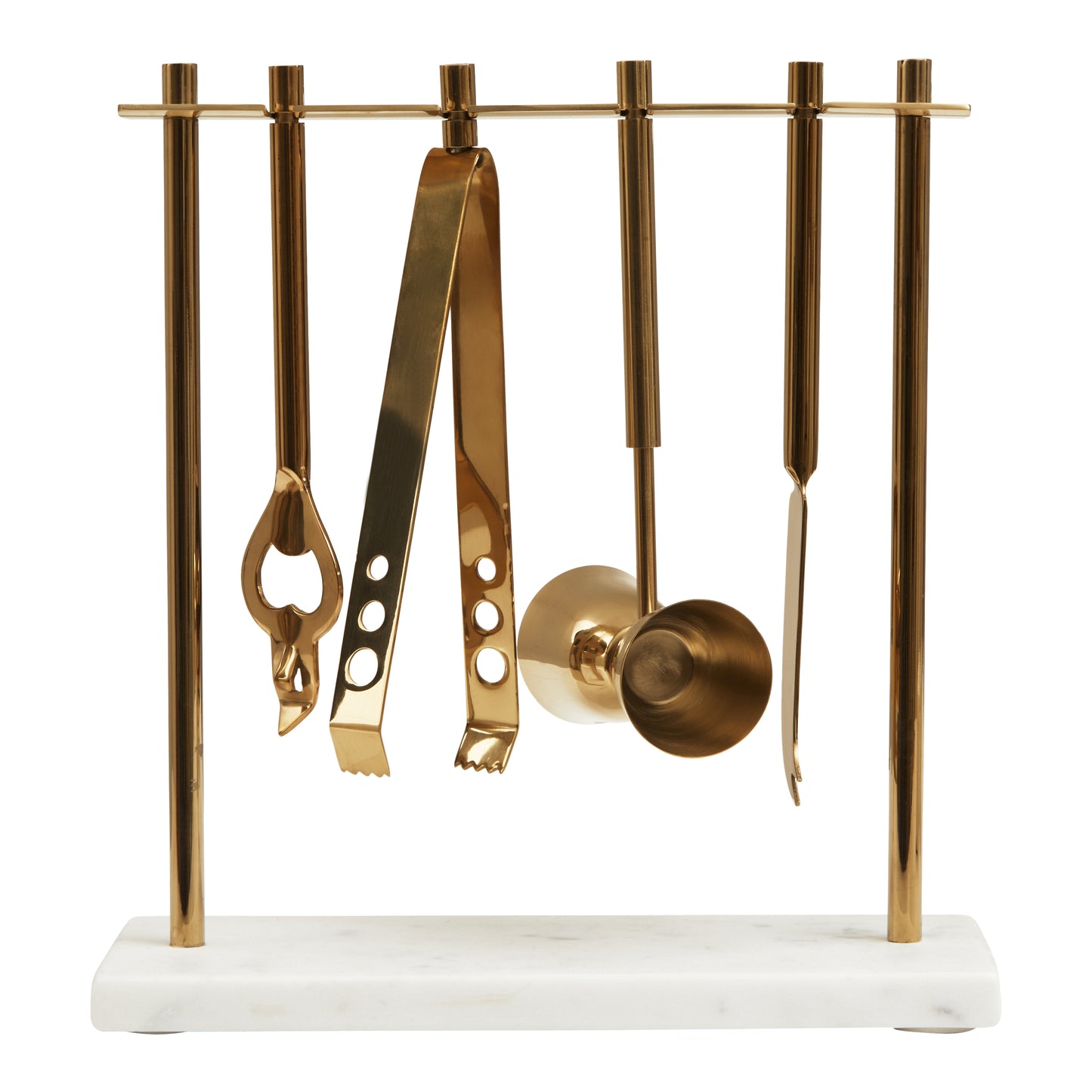 Omari Marble And Gold Finish Bar Tool Stand