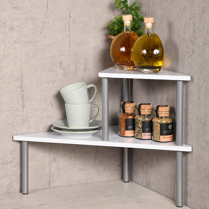 Kitchen Corner Shelf - White/Grey