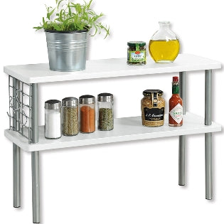 Slim Kitchen Shelf- Two Tier -White