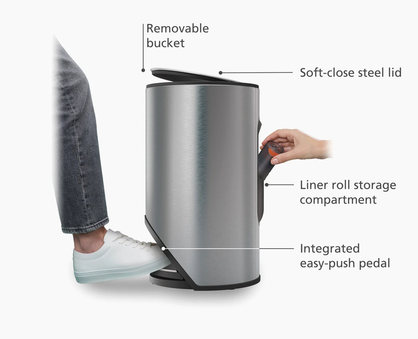 Arc™ 10L Easy-push Stainless-steel Pedal Bin