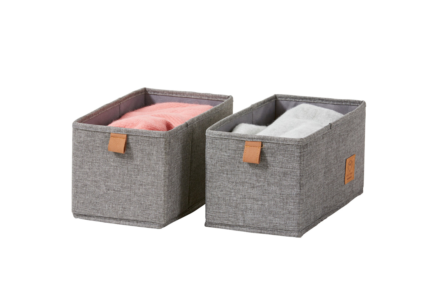 Premium Fabric Wardrobe Organiser - Set of Two Small Boxes - Grey