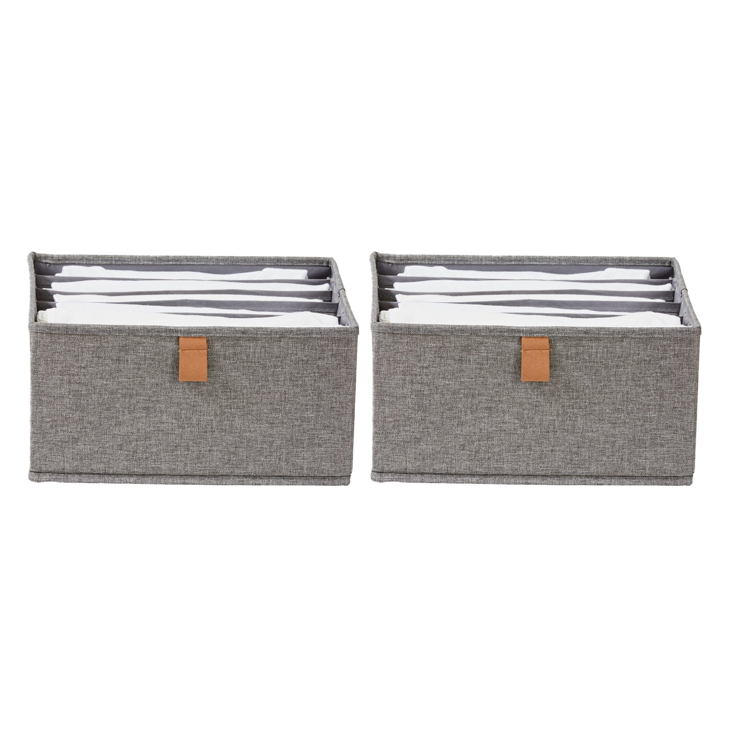 Premium Fabric Wardrobe Organiser - Set of 2  With 6 Compartments - Grey