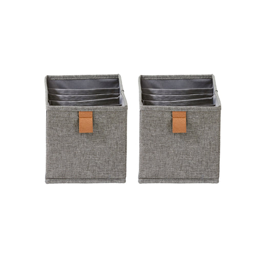 Premium Fabric Wardrobe Organiser - Set of 2 With 6 Compartments - Grey