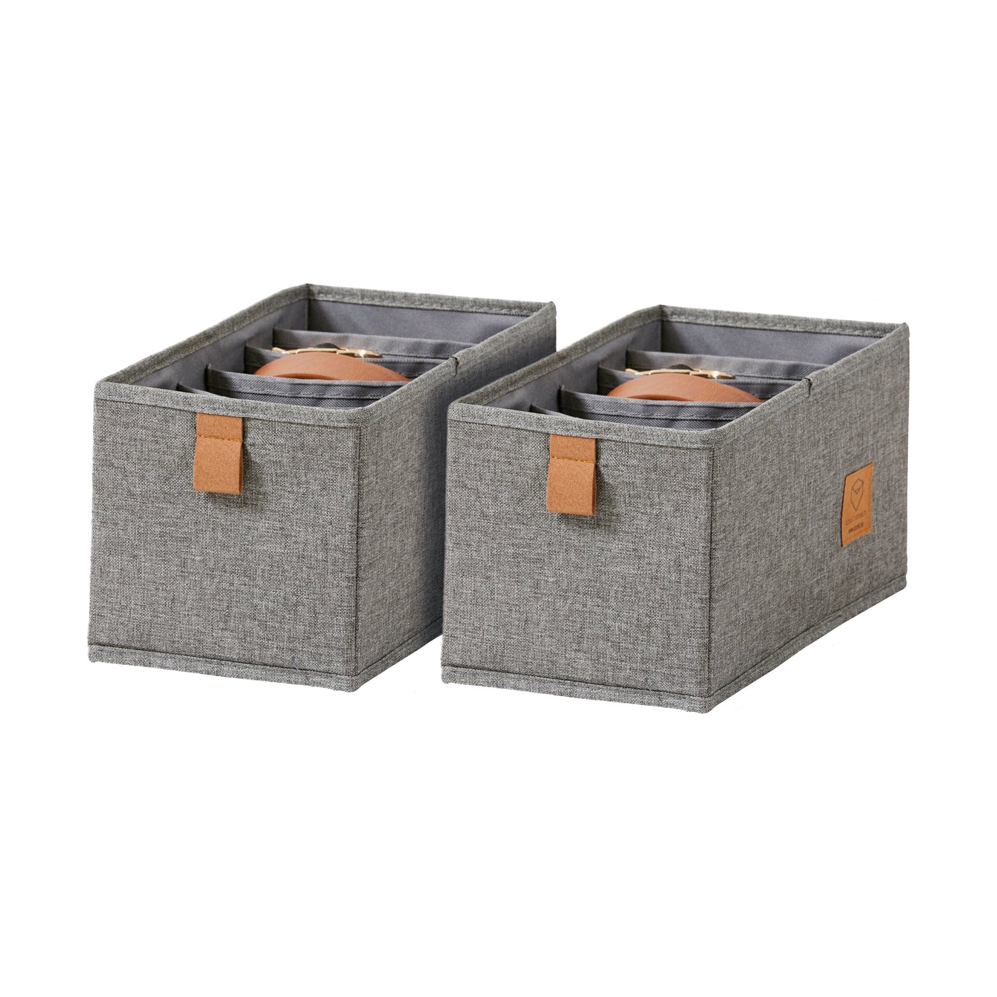 Premium Fabric Wardrobe Organiser - Set of 2 With 6 Compartments - Grey