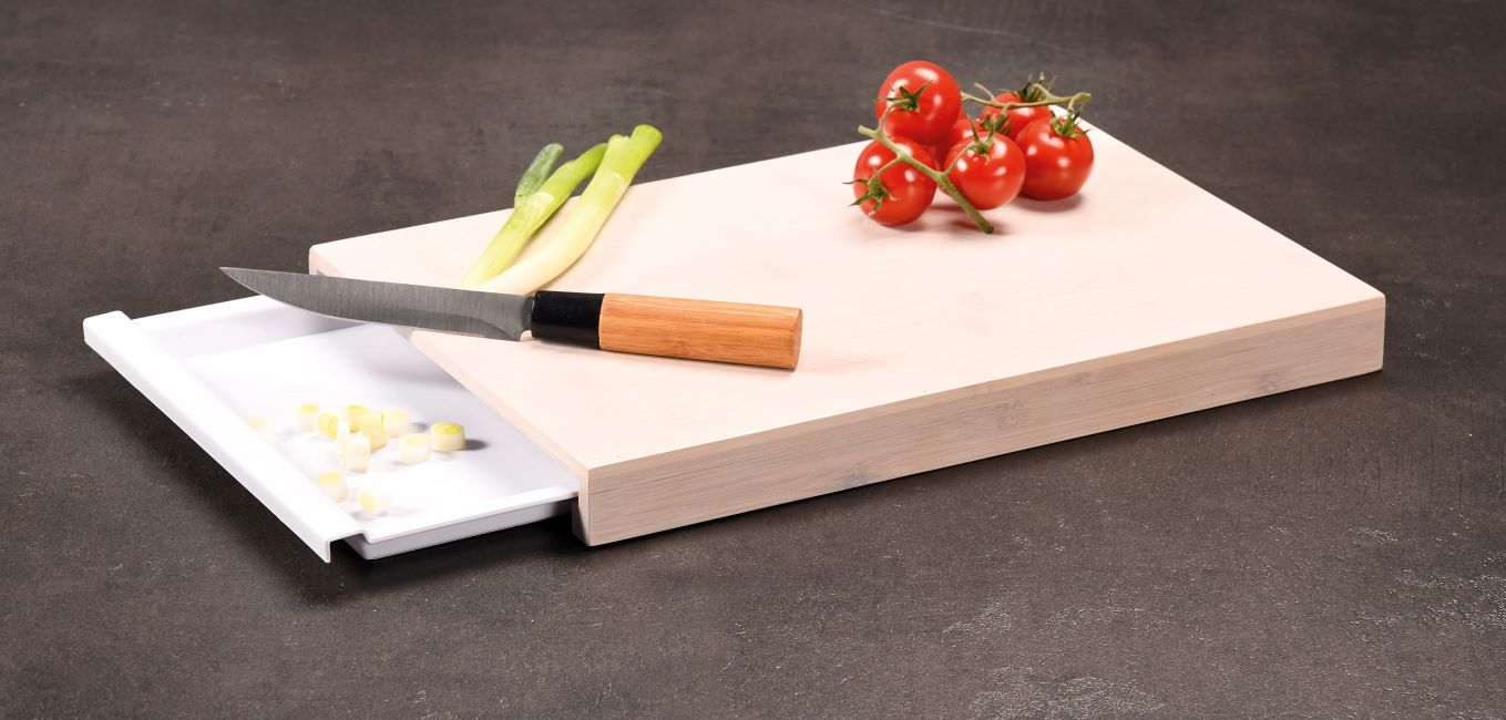 Chopping Board With Tray - White Bamboo