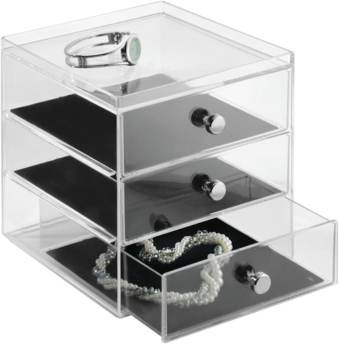 Clarity Jewellery Organiser with 3 Drawers