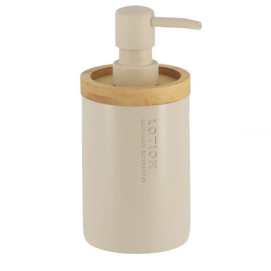 Polyresin Soap Dispenser 280ml - Beige/Bamboo