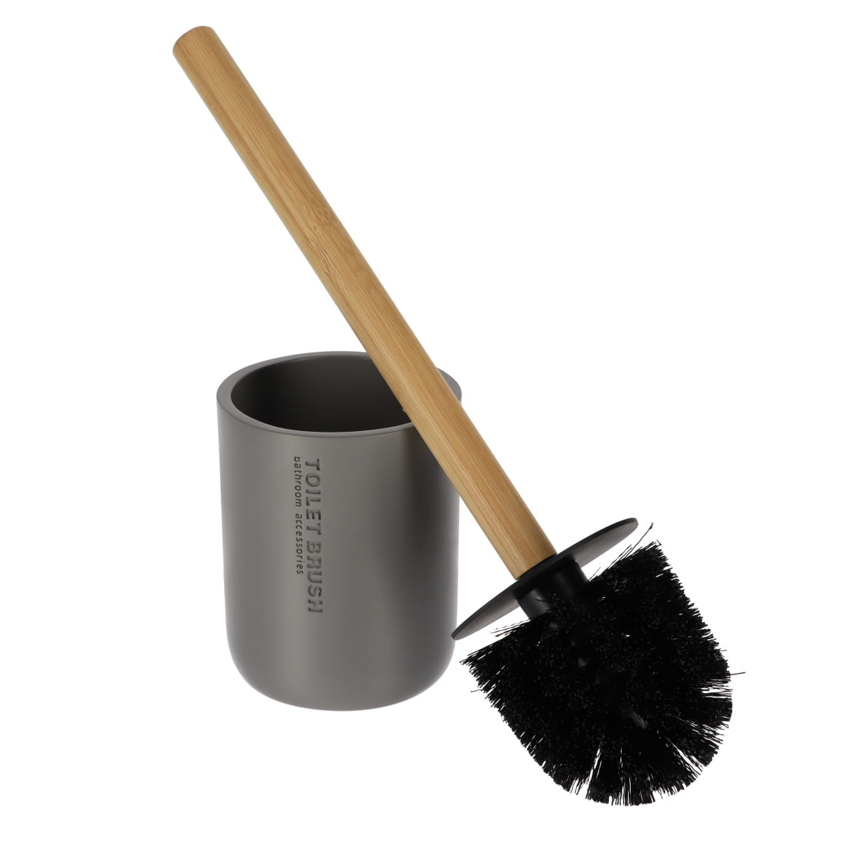 Polyresin Toilet Brush - Grey/Bamboo