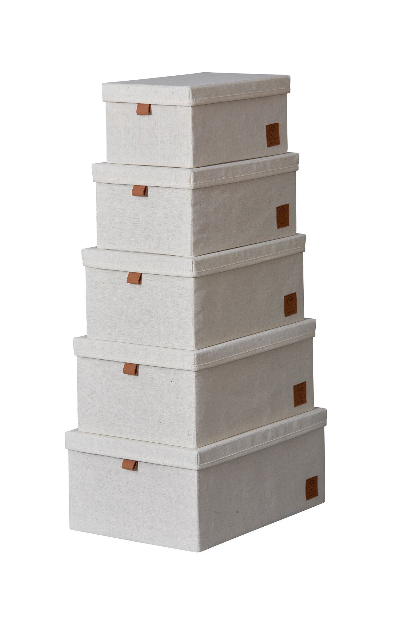 Storage Boxes With Lids - Set of 5 - Cream