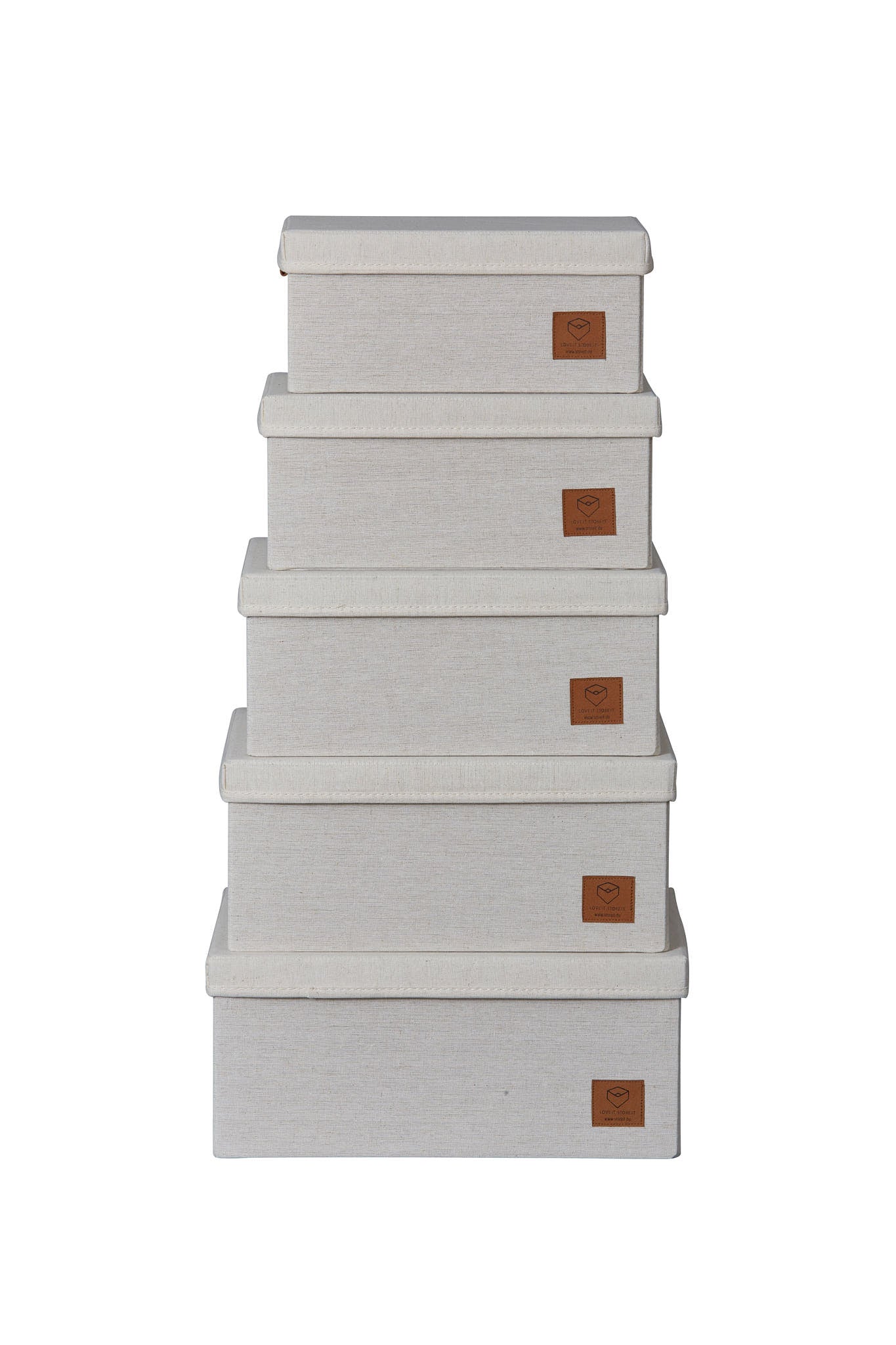 Storage Boxes With Lids - Set of 5 - Cream