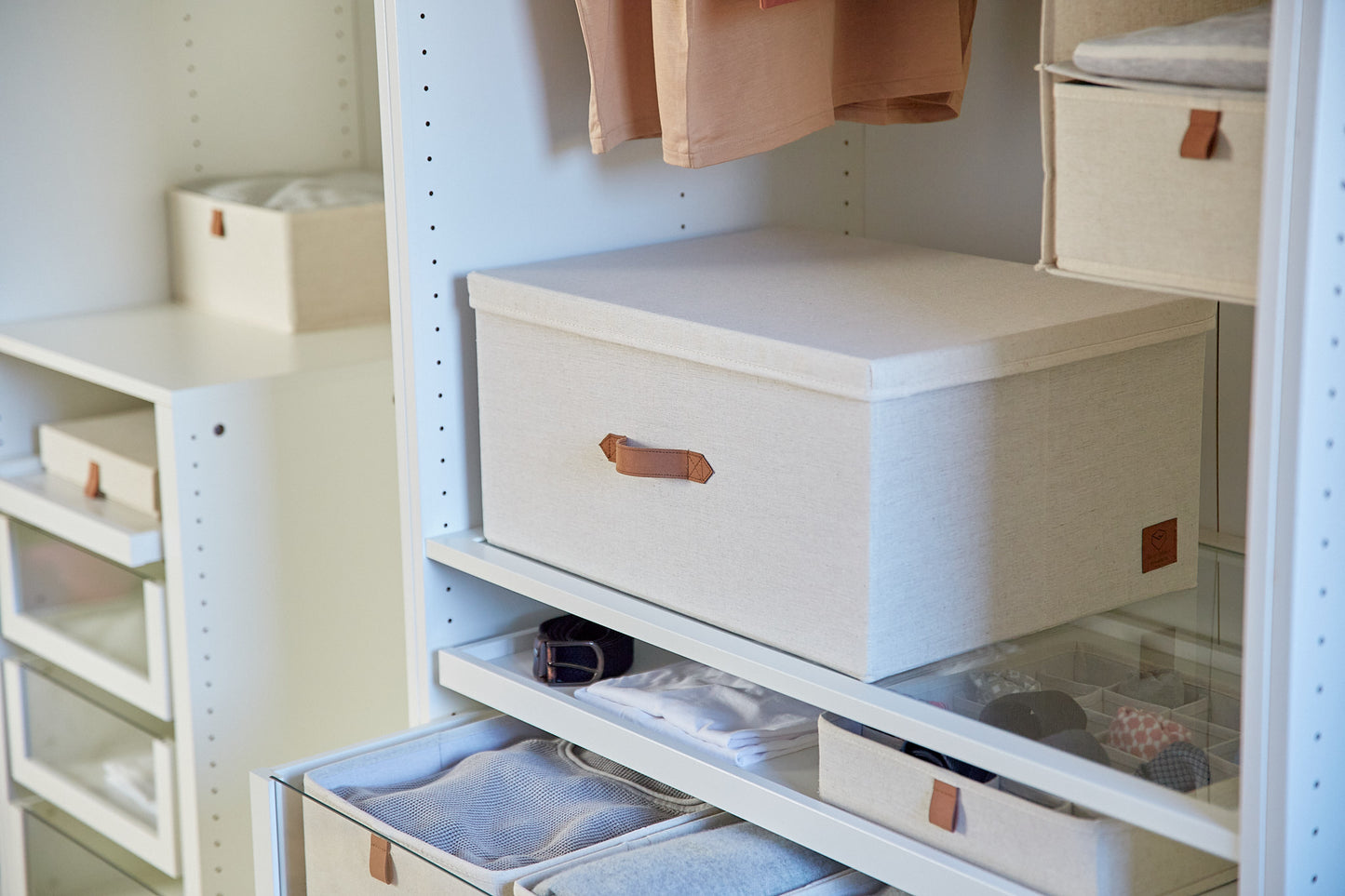 Fabric Storage Box With Lid - Cream