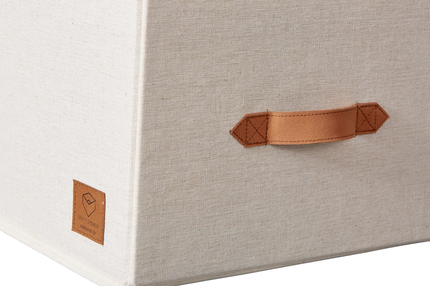 Fabric Storage Box With Hinged Lid - Cream