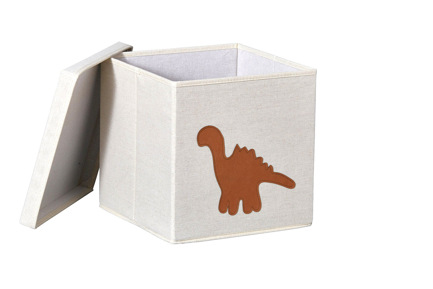 Storage Box With Lid - White With Dinosaur