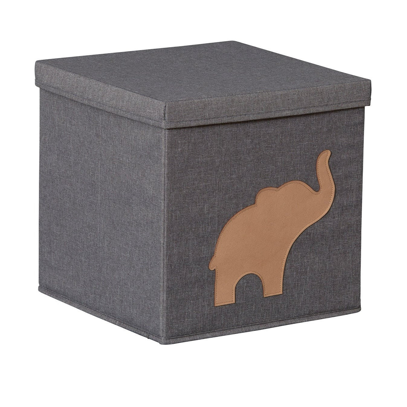 Storage Box With Lid - Grey With Elephant