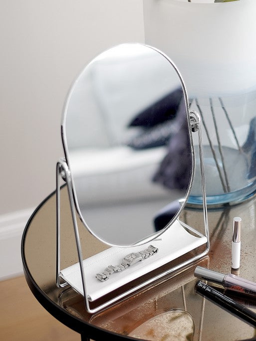 Dressing Table Mirror & Jewellery Stand - White & Silver Mirror