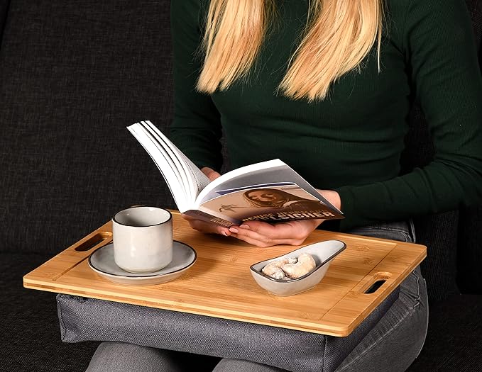 Laptop Tray With Cushion - Bamboo