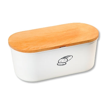 Bread Bin With Cutting Board - White