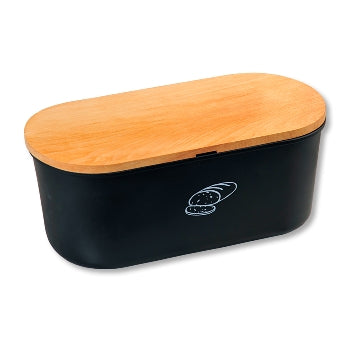 Bread Bin With Cutting Board - Black