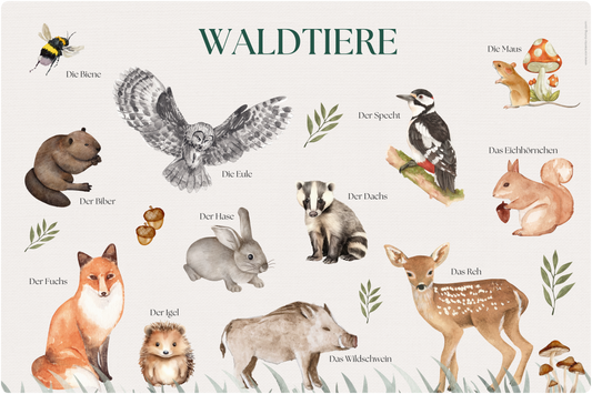 Kids Desk Mat 60cm x 40cm - Wildlife