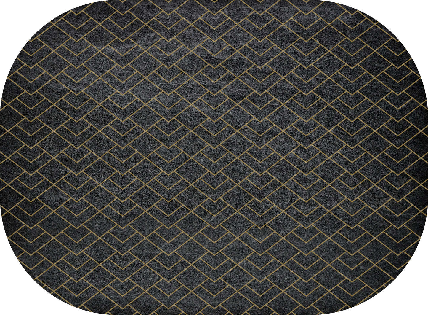 Place Mat, Oval 45cm x 33cm - Slate With Gold Pattern