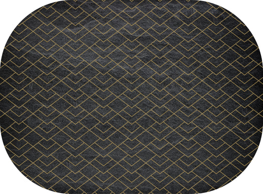 Place Mat, Oval 45cm x 33cm - Slate With Gold Pattern