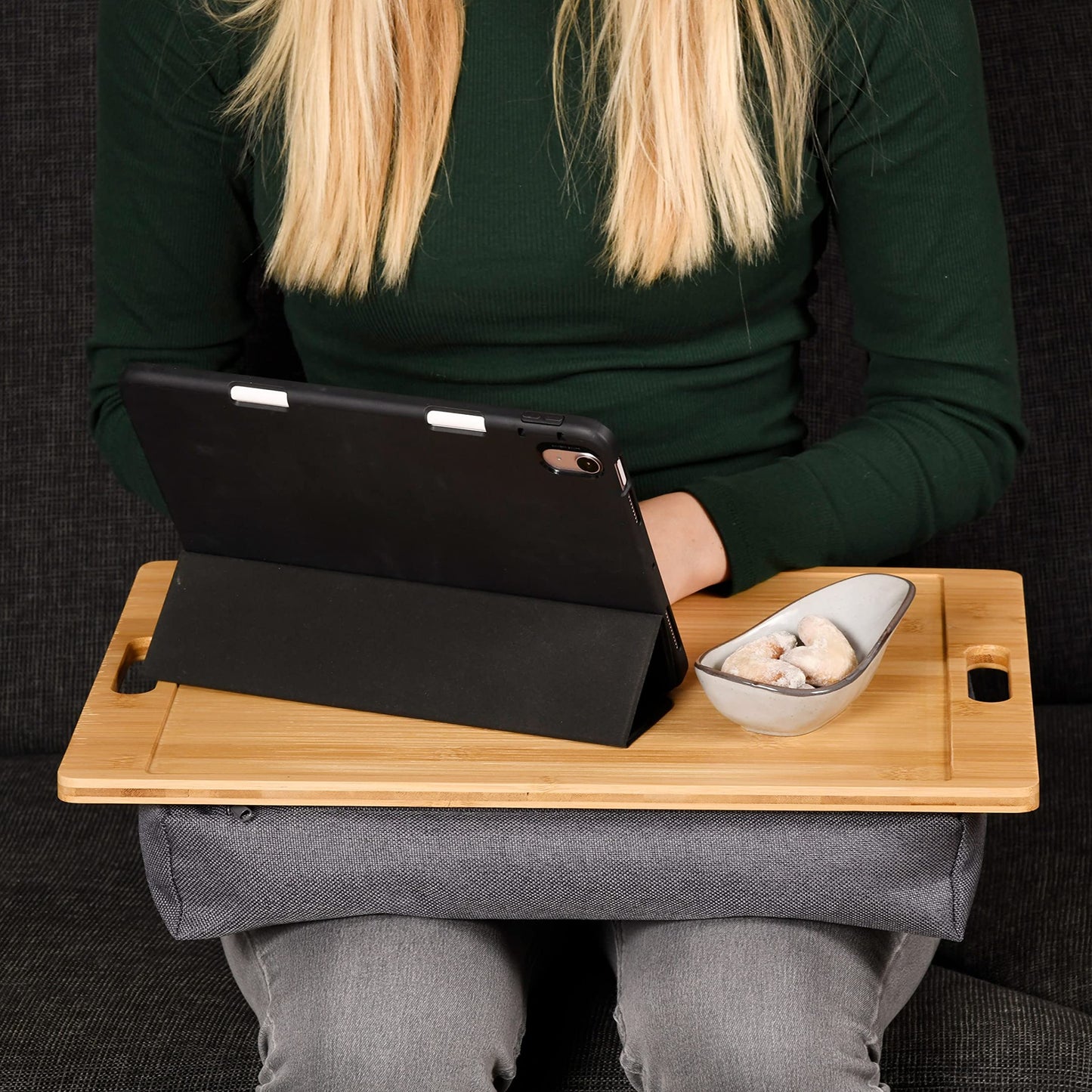 Laptop Tray With Cushion - Bamboo