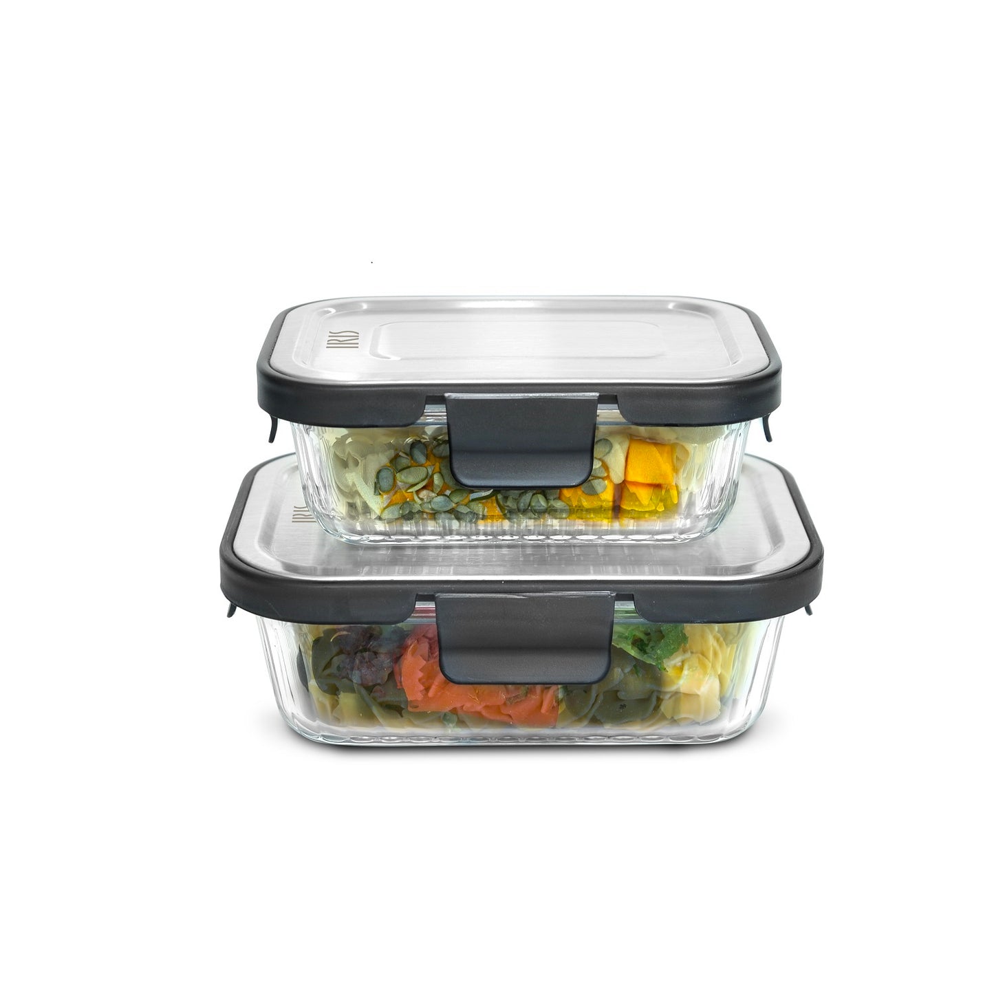 Lunchbag Glass Premium Grey + Glass Container 0.37+0.64L