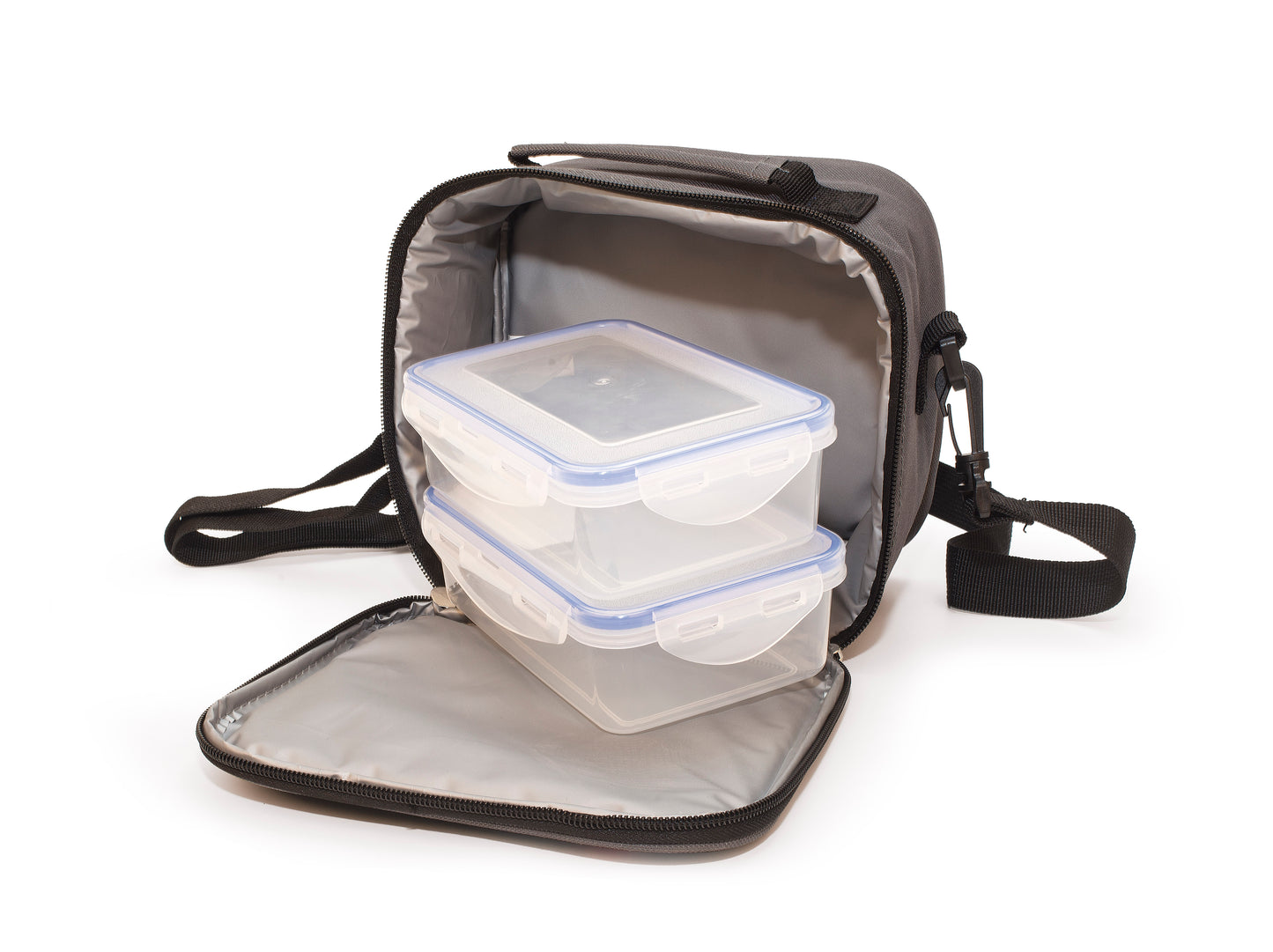 Quick Lunchbag Grey + 2x 0.6L Containers