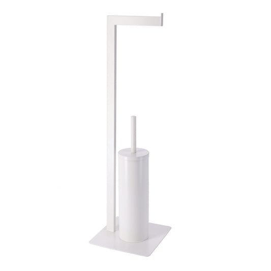 Metal Toilet Brush & Dispenser - White