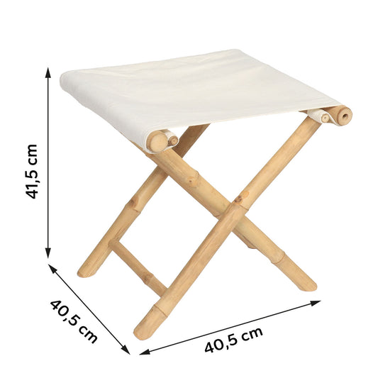 Foldable Bamboo Stool with Fabric Seat