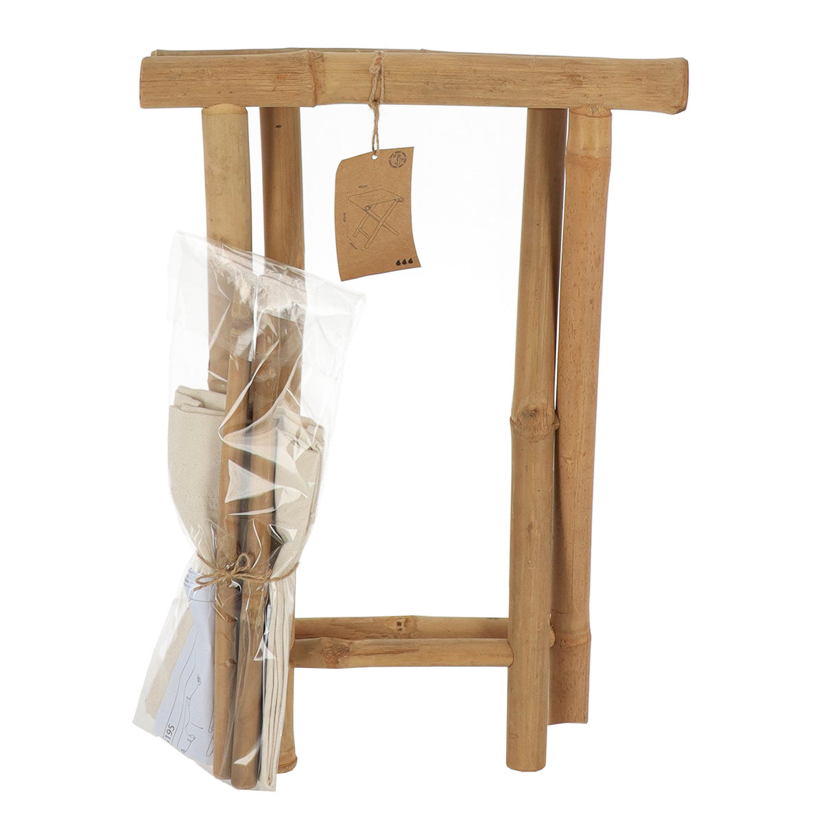 Foldable Bamboo Stool with Fabric Seat