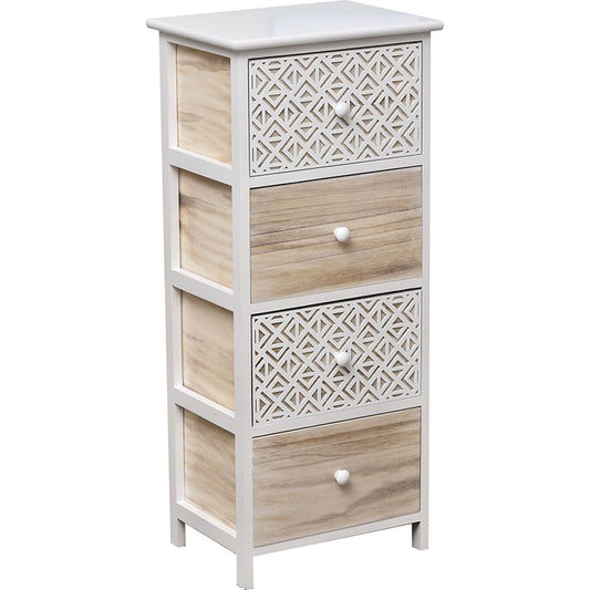 Paulownia Furniture - 4 Drawers With Handles - White/Natural