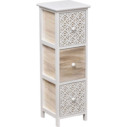 Paulownia Slim Furniture - 3 Drawers With Handles - White/Natural